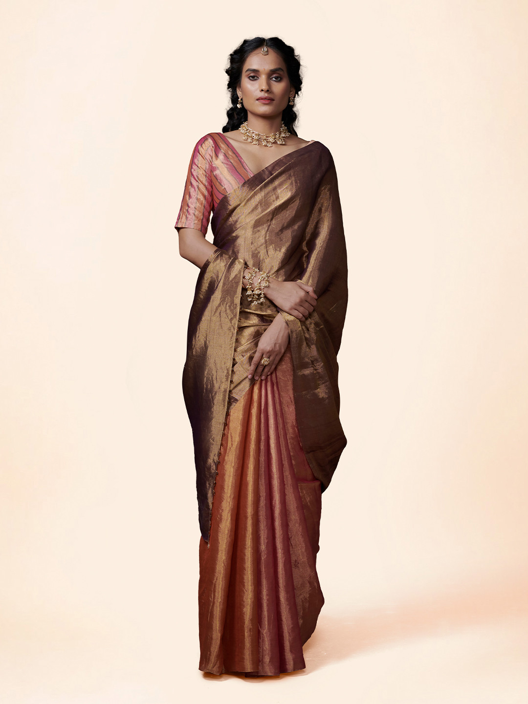 Dressfolk Tissue Half And Half Chanderi Saree