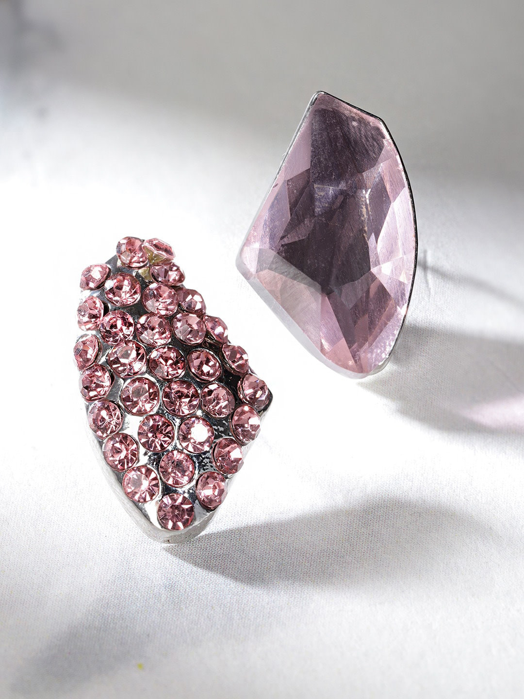 DressBerry Silver-Plated Mismatch Contemporary Stud Earrings