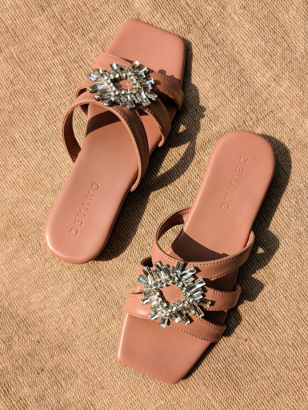 Devano Embellished Open Toe Flats