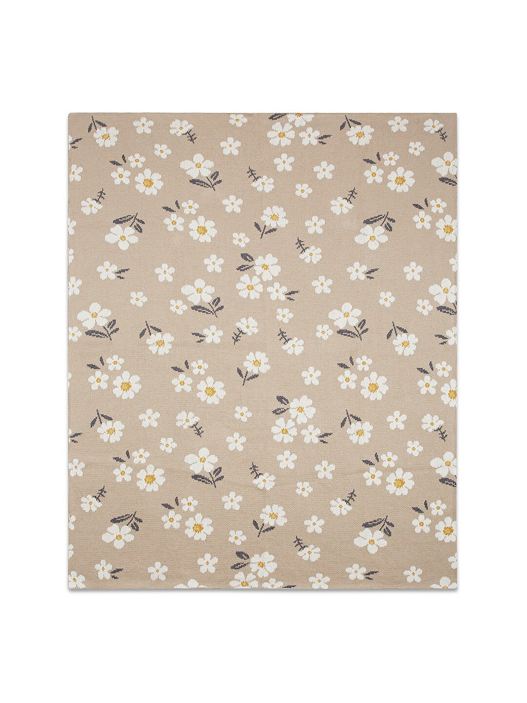 haus & kinder Beige & White Floral Cotton AC Room Single Bed Blanket