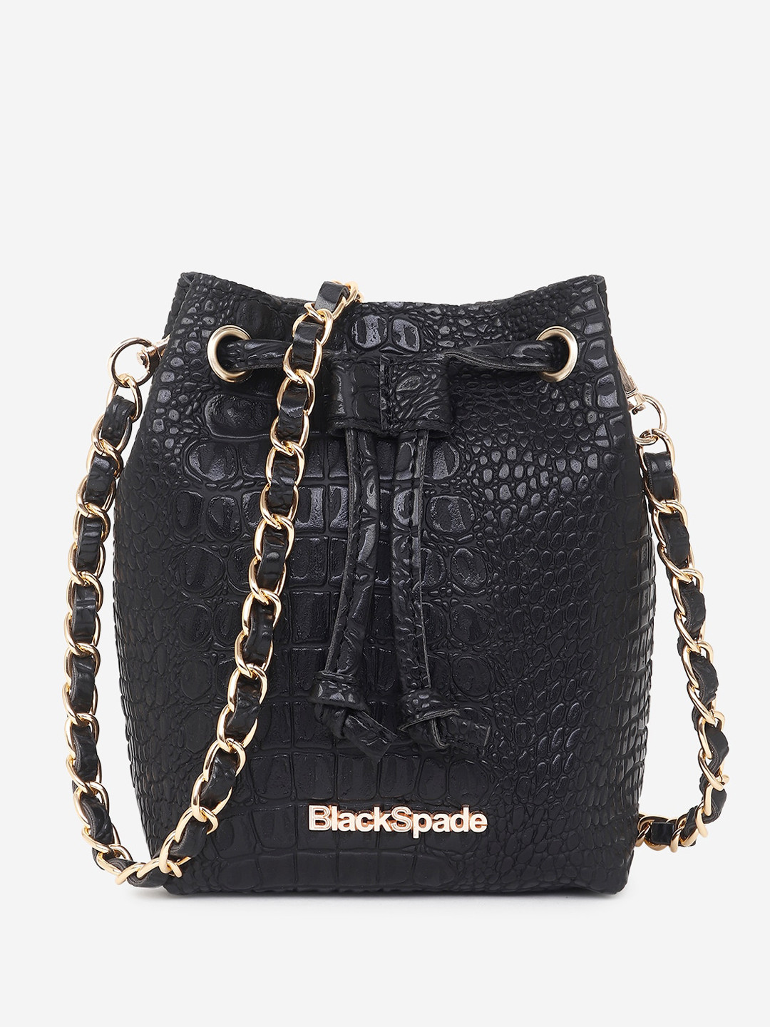 Black Spade Textured Bowling Sling Bag
