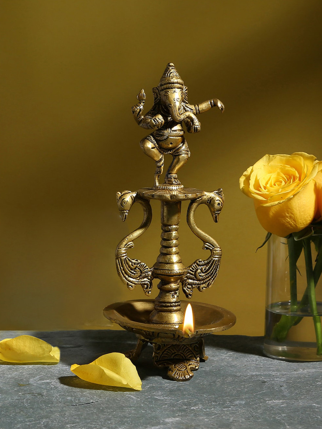 Two Moustaches The Brass Beams Textured Ganesha Diya