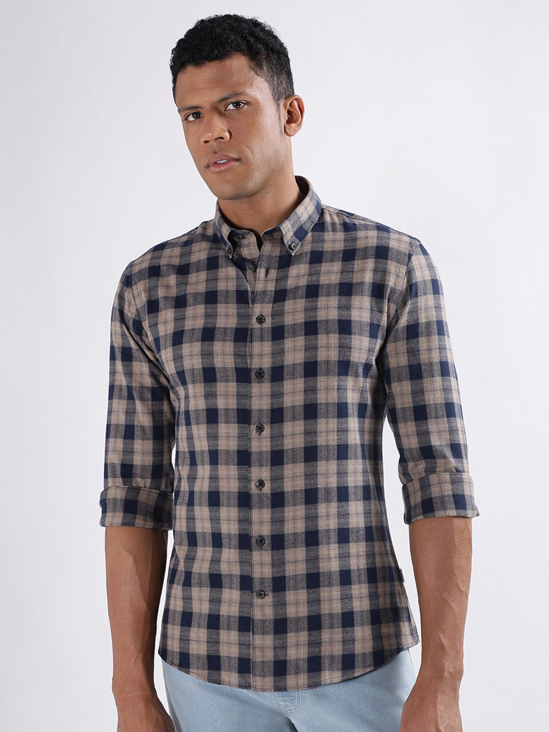 LINDBERGH Slim Fit Tartan Checked Cotton Casual Shirt