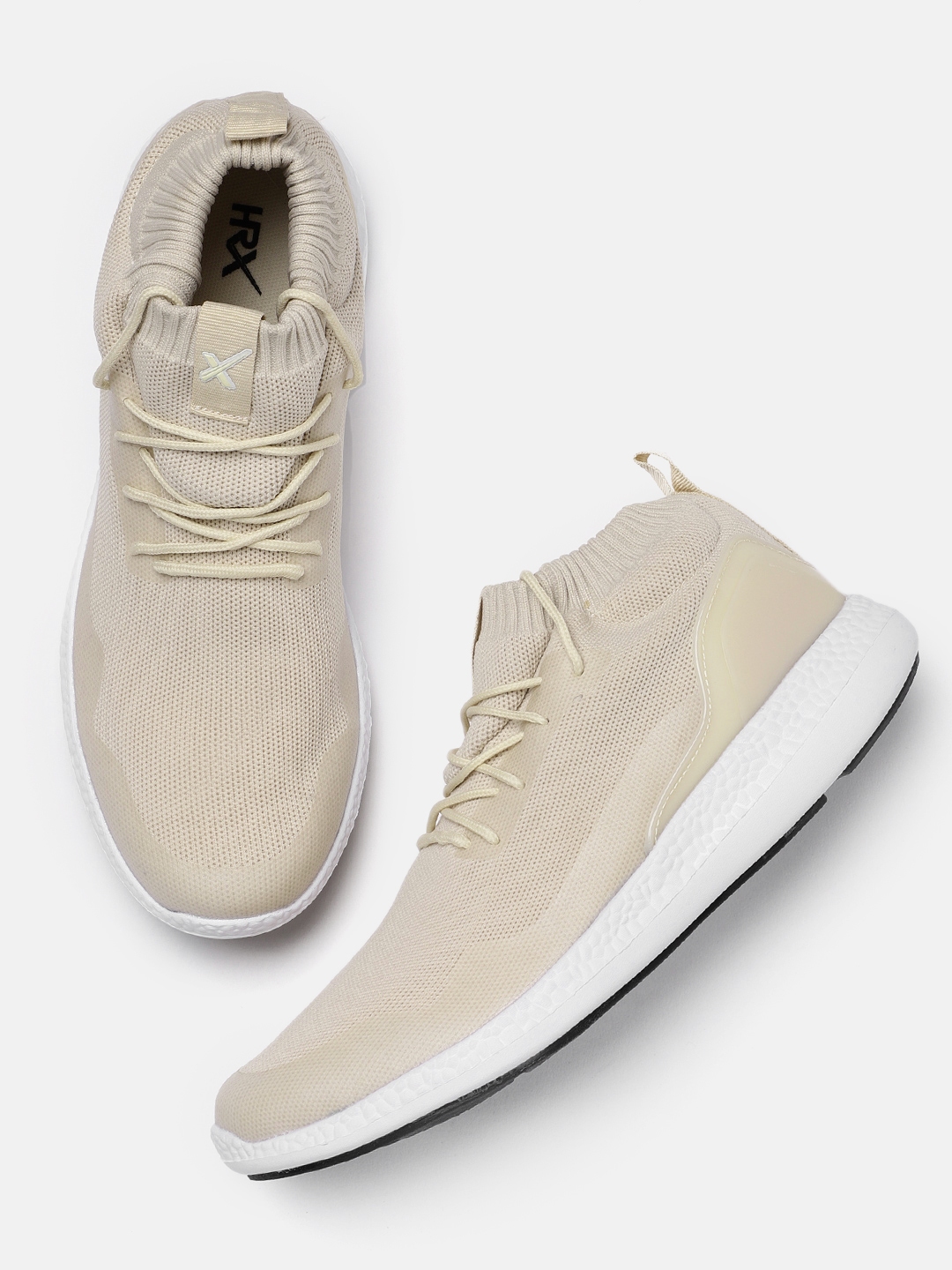 beige running shoes