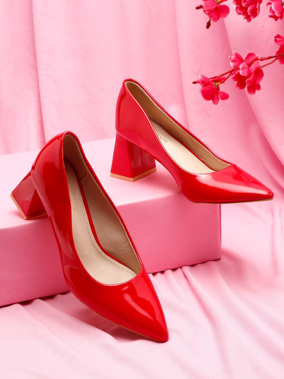 Flat n Heels Pointed Toe Block Heel Pumps