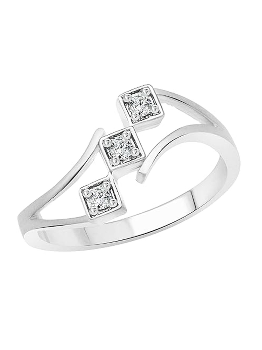 Vighnaharta Rhodium-Plated Cubic Zirconia Stone-Studded Finger Ring
