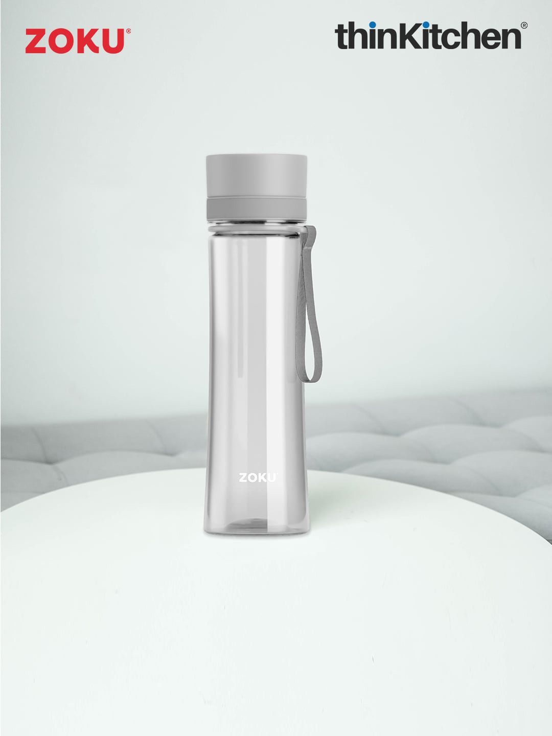ZOKU Transparent Solid Tritan Spill Proof Water Bottle - 370ml