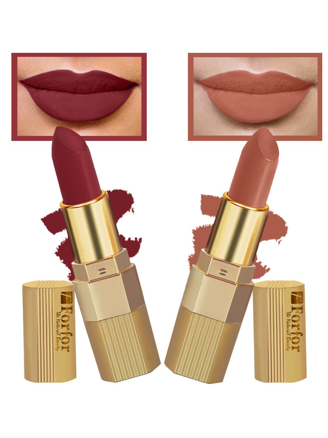 FORFOR Set Of 2 Xpression Stick Matte Lipstick 3.5g Each - Nude Matte 306 & Cherry Red 304