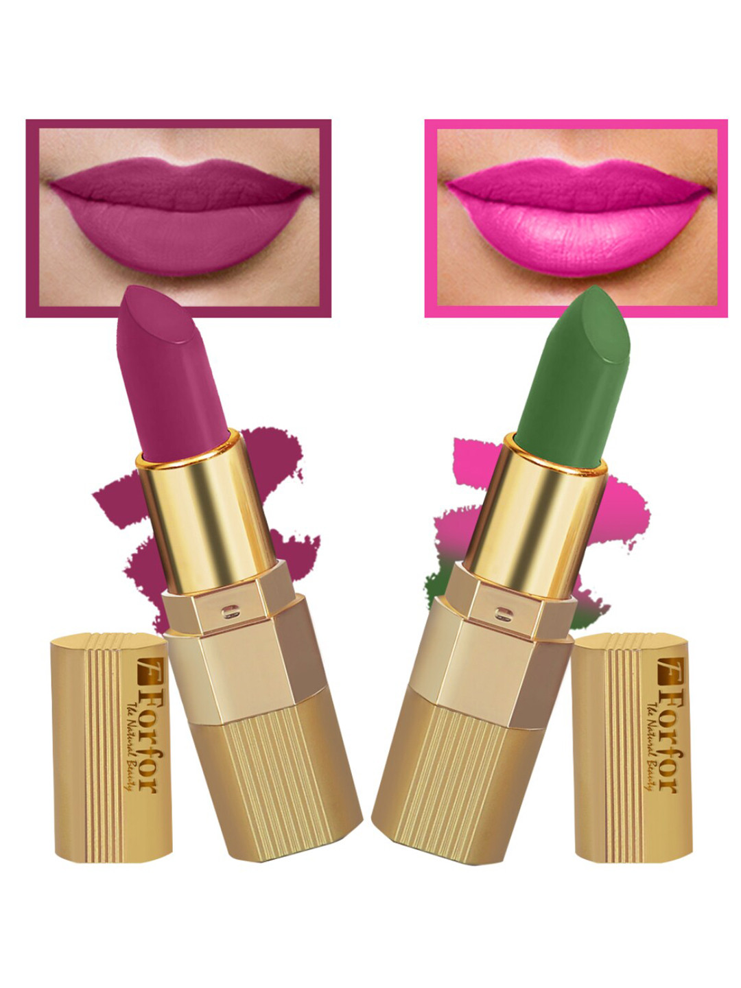 FORFOR Set Of 2 Xpression Stick Matte Lipstick 3.5g Each - Magenta 302 & Natural Pink 305