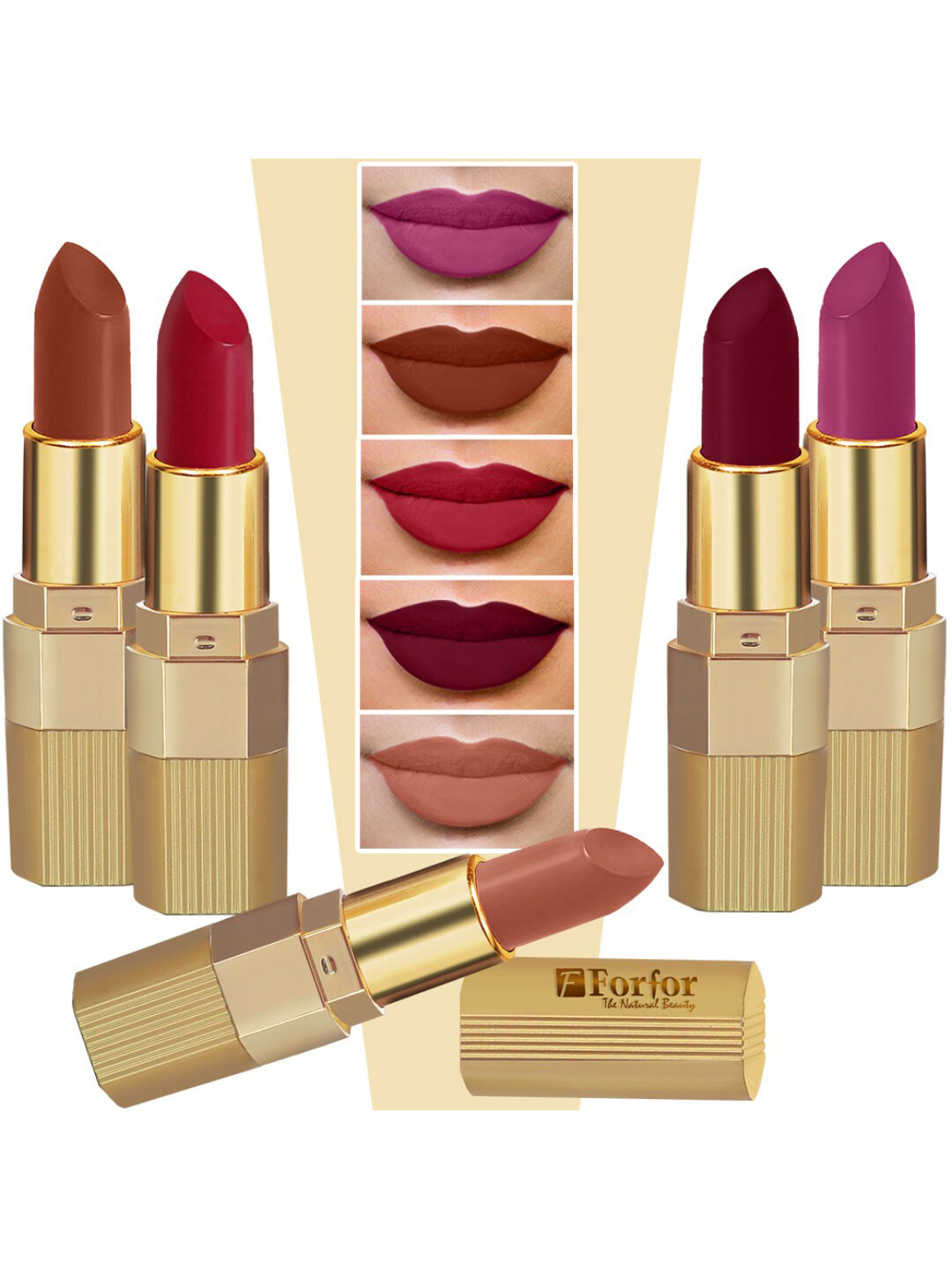 FORFOR Xpression Set Of 5 Long Lasting Stick Matte Lipsticks - 301 - 302 - 303 - 306 - 307