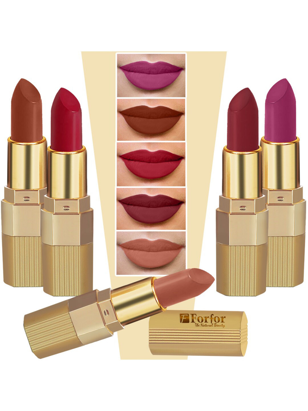FORFOR Xpression Set Of 5 Long Lasting Stick Matte Lipsticks- 301-302-303-304-306