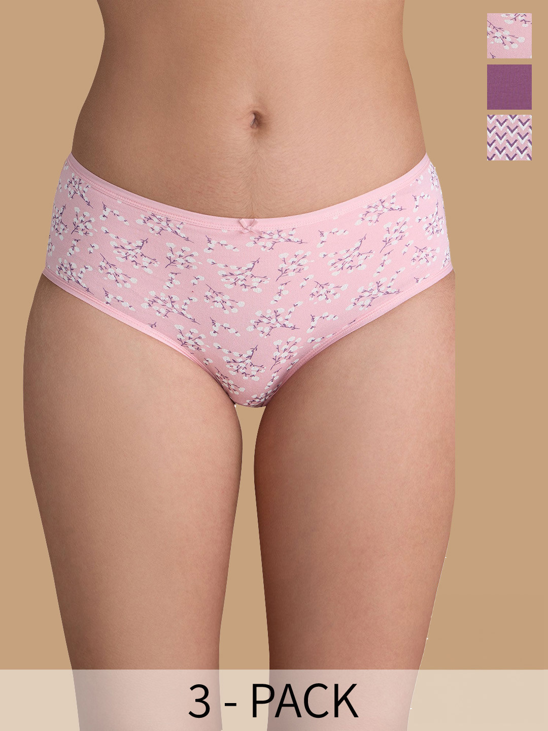 Nykd Pack Of 3 Mid-Rise Assorted Anti-Odour Cotton Hipster Briefs NYP033-Assortment 6