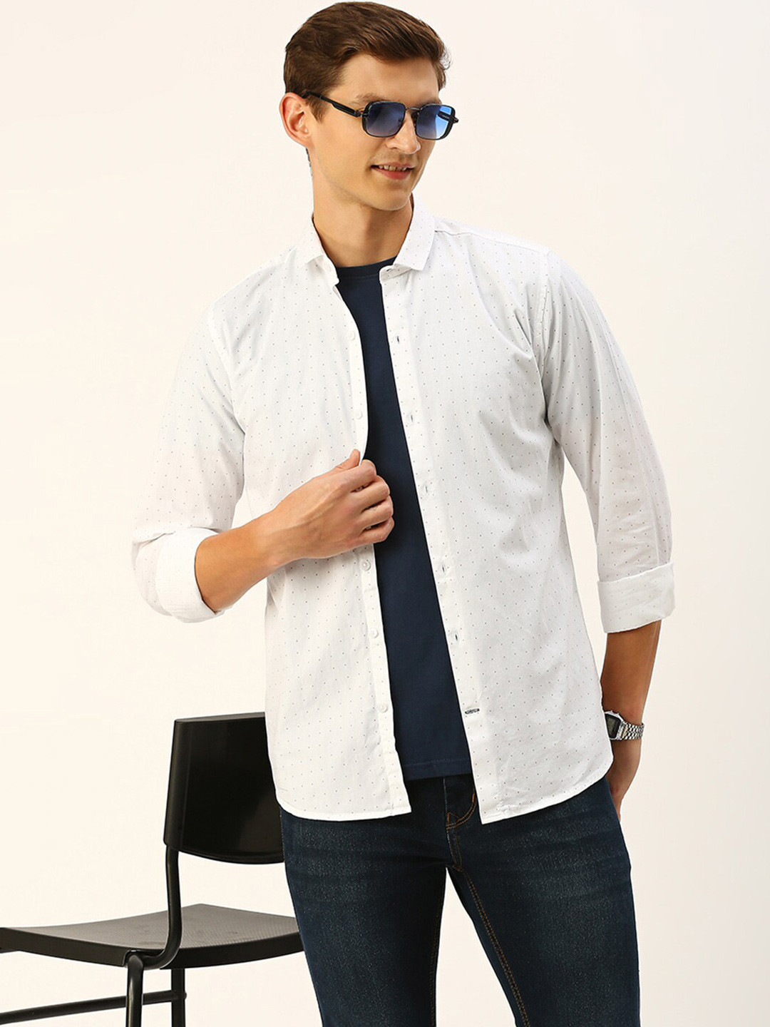 Mast & Harbour Classic Micro Ditsy Printed Cotton Casual Shirt