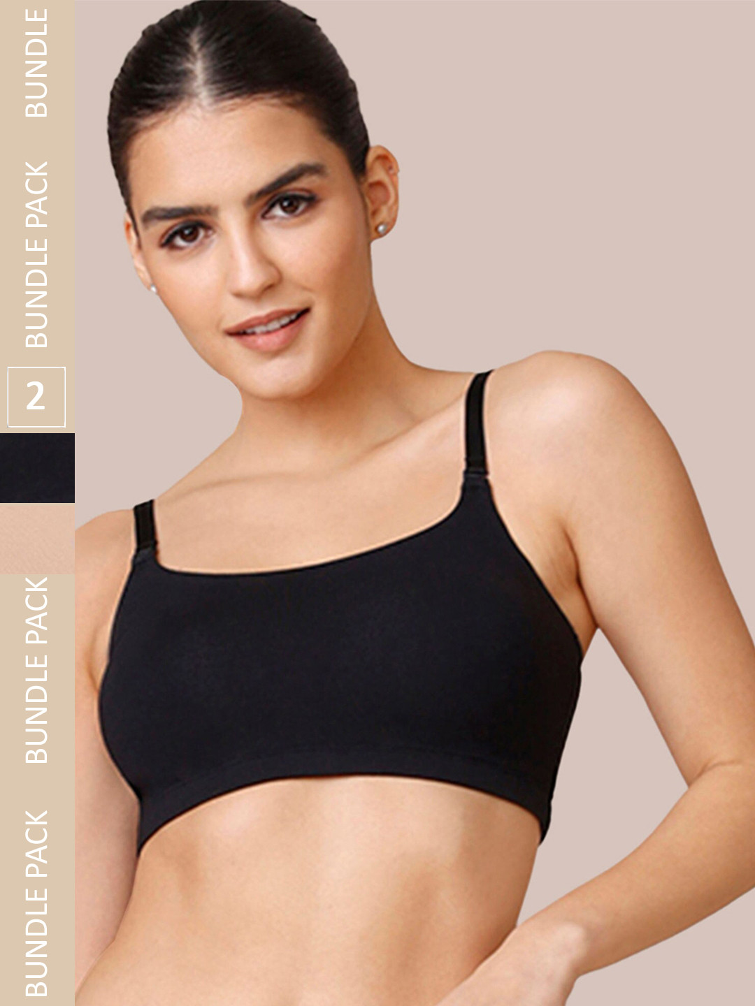 Nykd Pack of 2 Medium Coverage Cotton Easy Breezy Slip on Bra with All Day Comfort