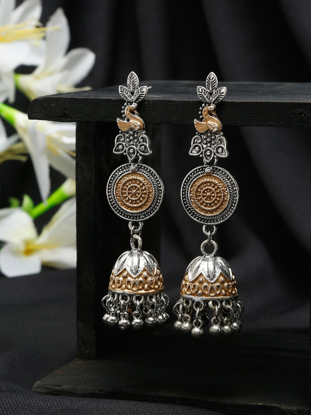 Sangria Oxidised Contemporary Jhumkas - Earrings for Women 25057472 | Myntra