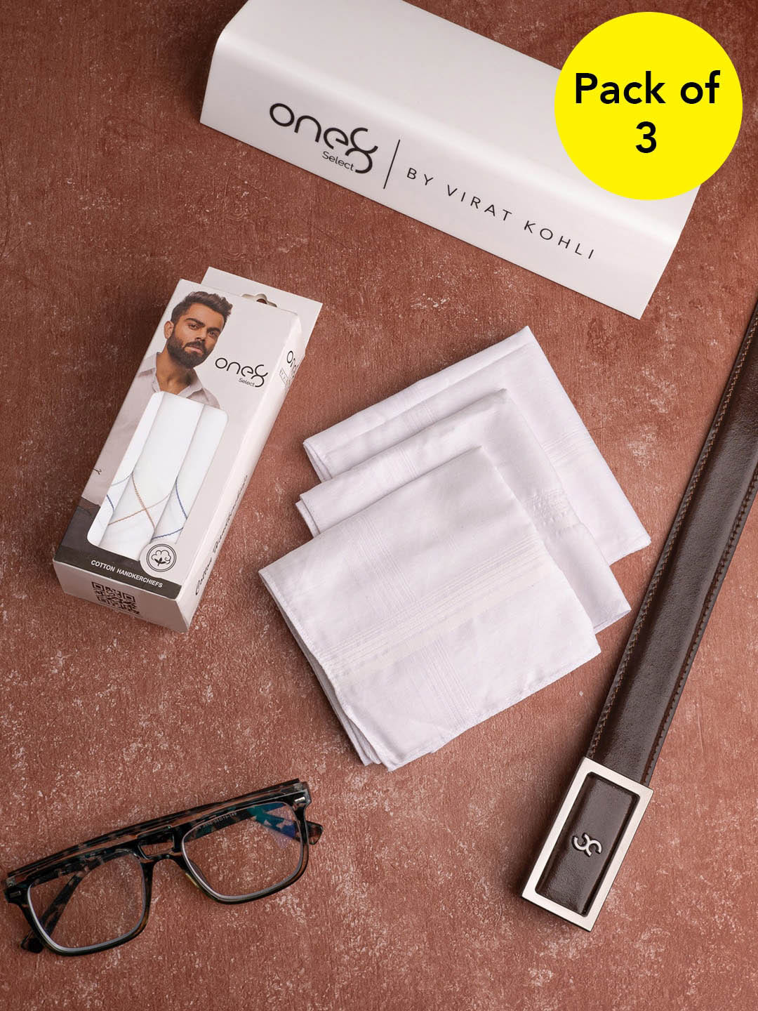 One8 Men Set Of 3 Cotton Anti Bacterial Handkerchieves