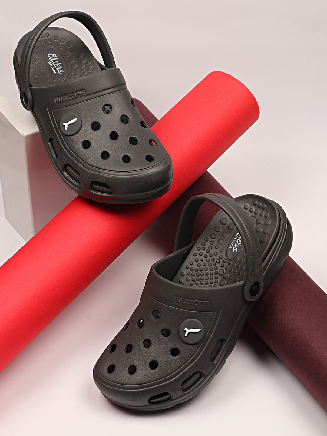 WELCOME Men Soft Waterproof Adjustable Back Strap Anti-Skid Comfort Clogs