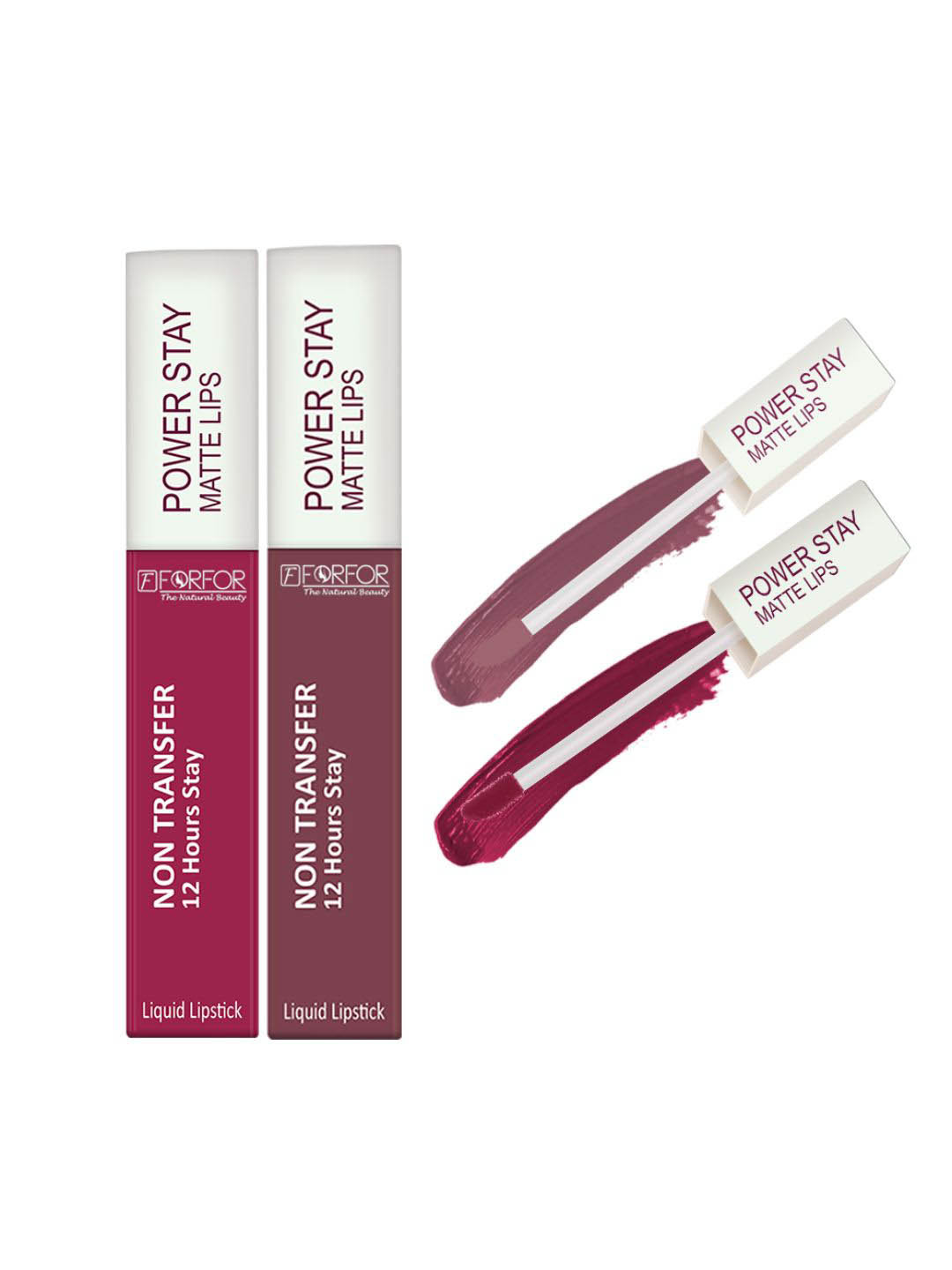 FORFOR Set of 2 Power Stay Liquid Matte Lipstick 5ml each - Pink Blush 10 & Mauve Matte 23