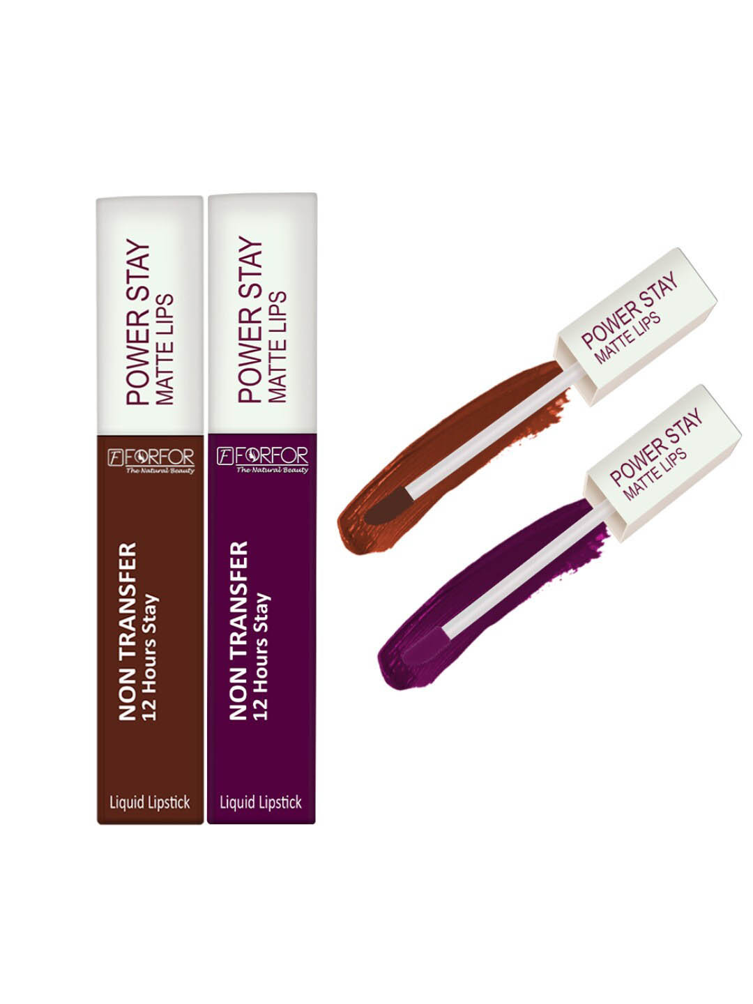 FORFOR Set Of 2 Power Stay Liquid Matte Lipsticks - Cocoa Brown 16 & Berry Wine 03