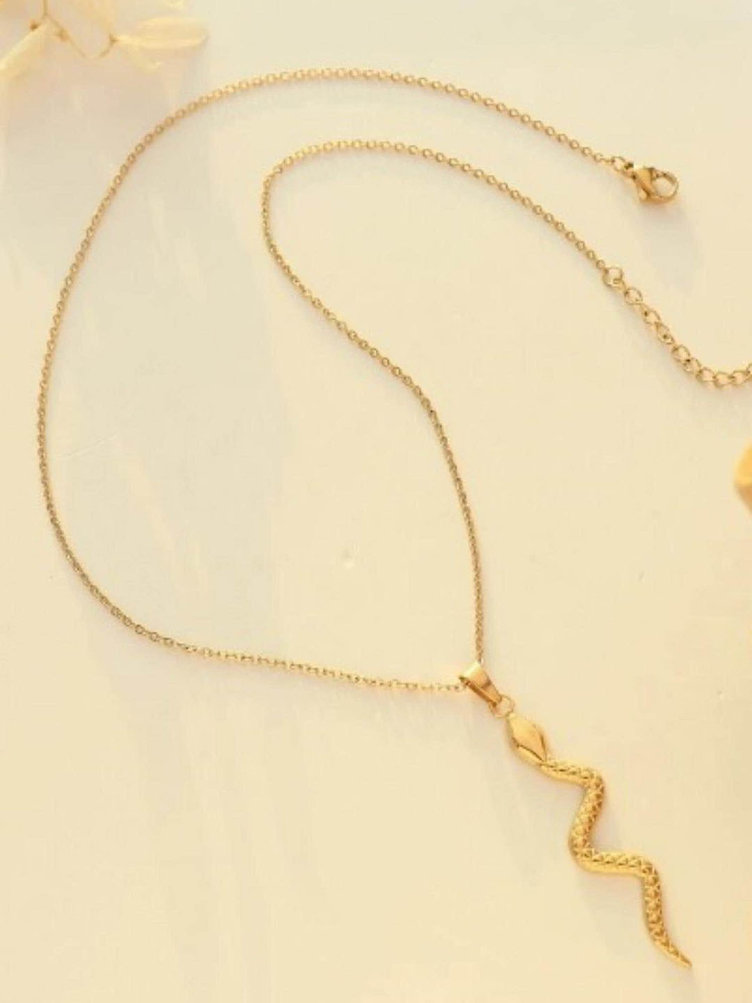 MYKI Gold-plated Stainless Steel Snake Pendant With Chain