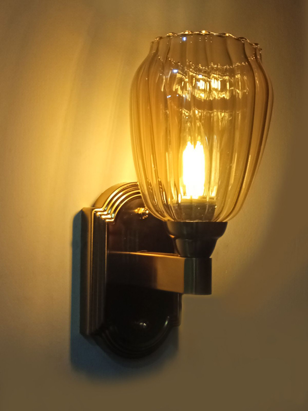 SHREE KALA HOME DECOR Copper& Off White Decorative Solid Wall Lamp