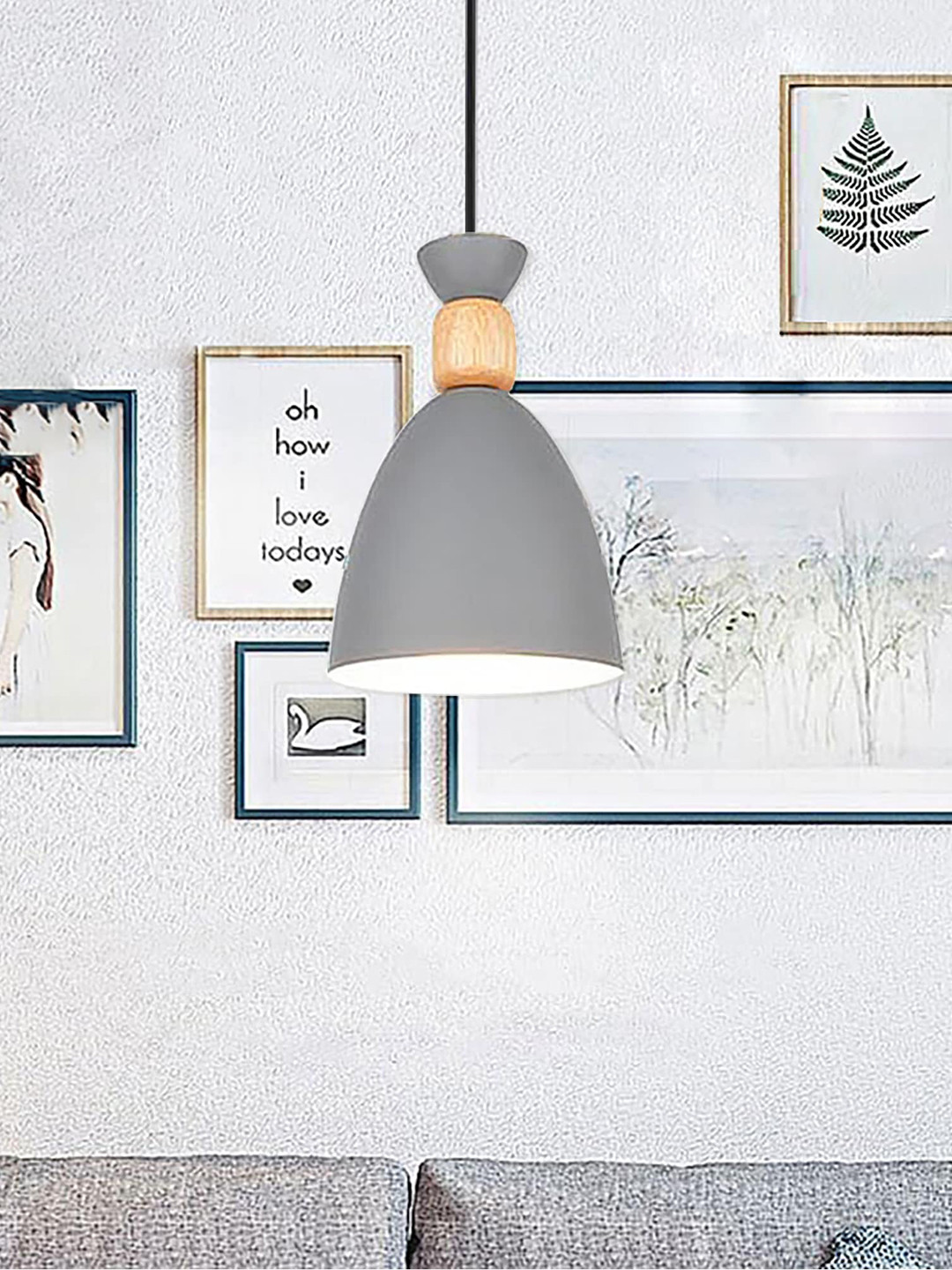 Homesake Grey Wood Pendant Modern Ceiling Lamp