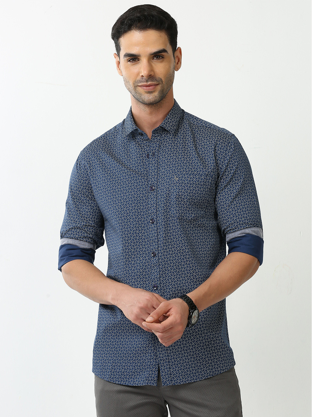 Classic Polo Standard Slim Fit Geometric Printed Cotton Casual Shirt