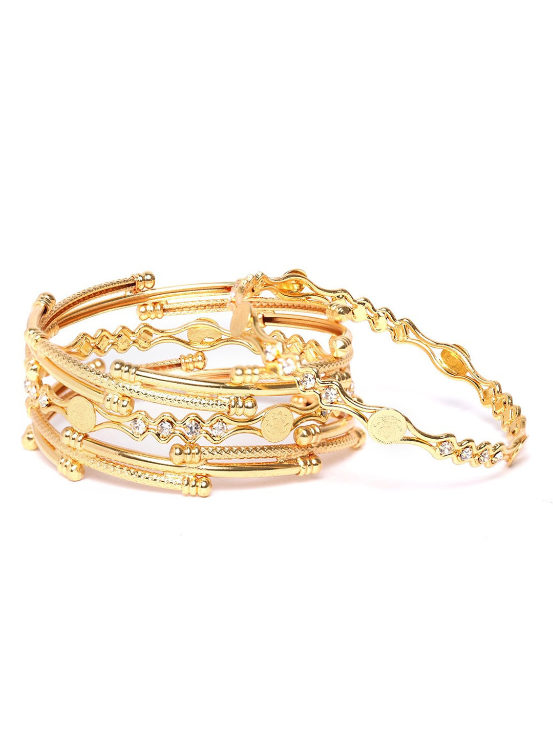 Anouk Set Of 4 Gold Plated Traditional Artificial Stones Studded Bangles