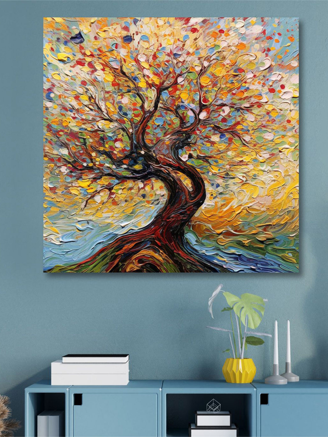 SAF Nature Canvas Wall Square Paintings Wall Art - 24 x 24In