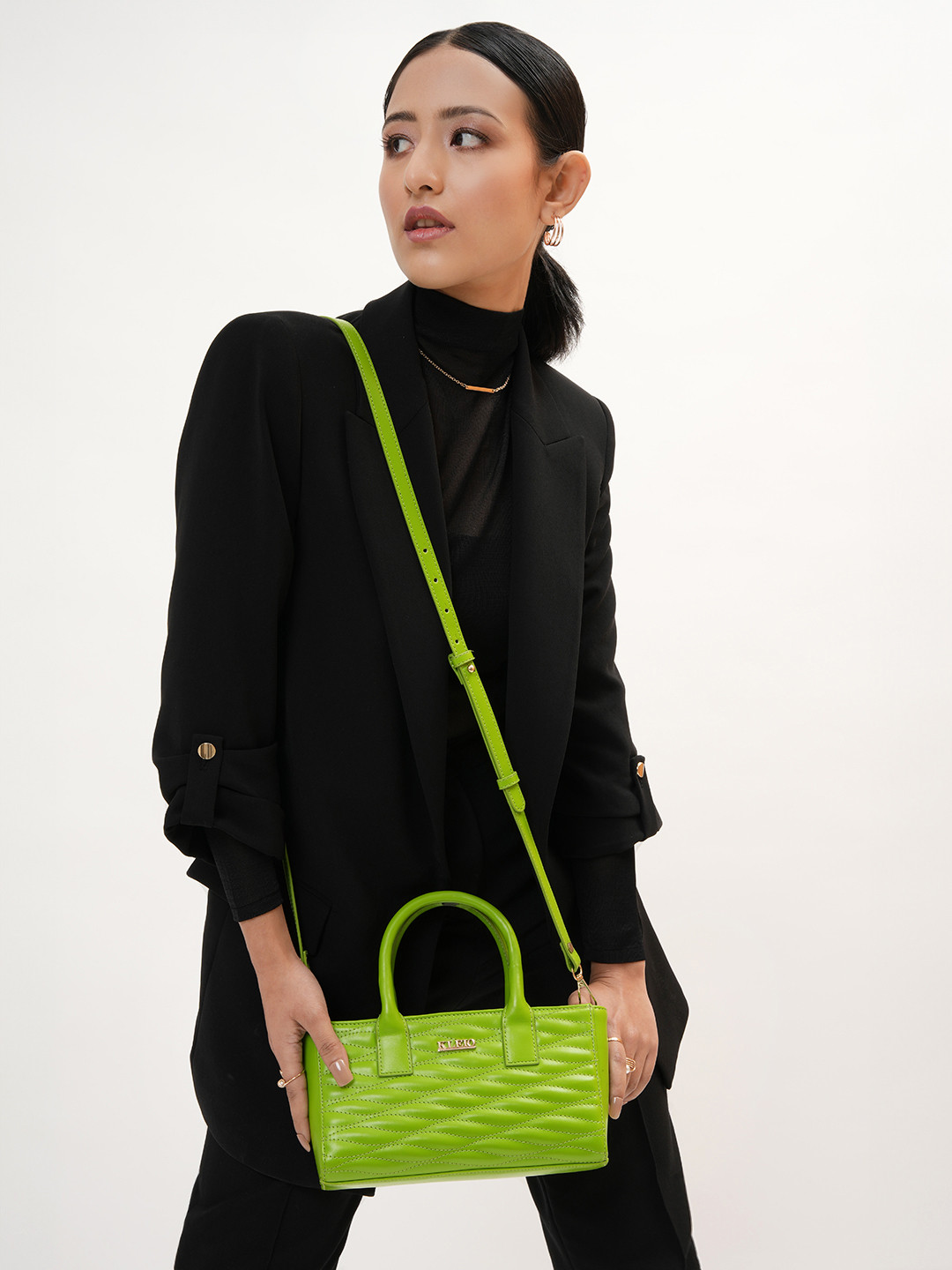 KLEIO Quilted Textured Swagger Satchel