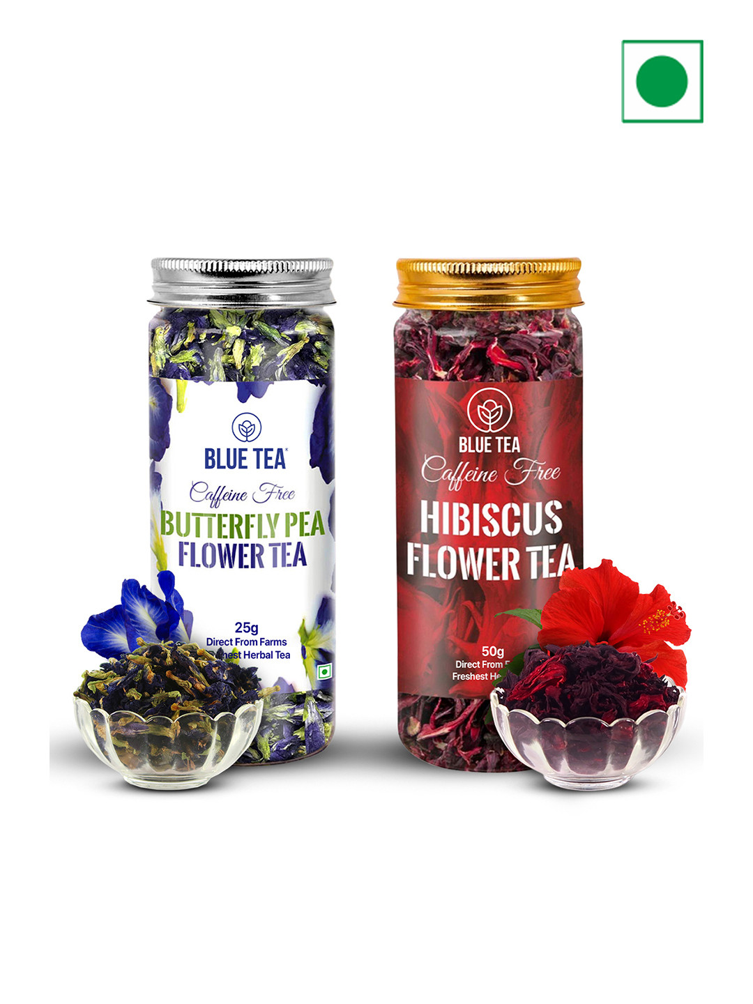 BLUE TEA Set Of 2 Butterfly Pea Flower Tea & Hibiscus Flower Tea