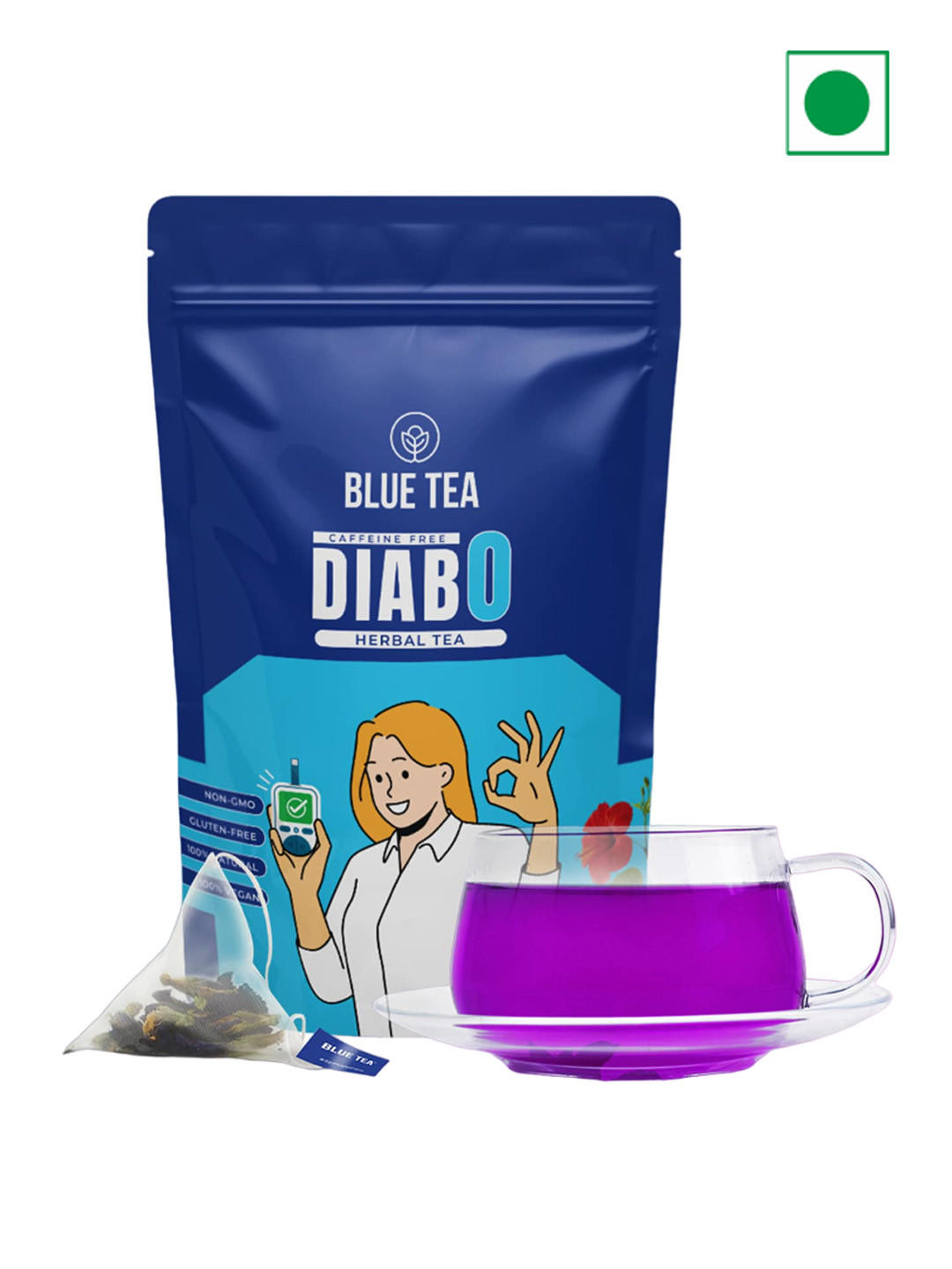 BLUE TEA 30 Tea Bags Of Diabo Herbal Tea 60 gms