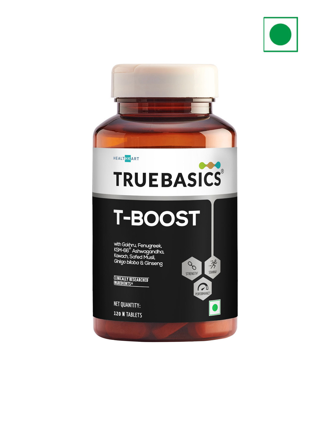 TrueBasics T-Boost Testosterone Supplement With Ashwagandha - 120 Tablets