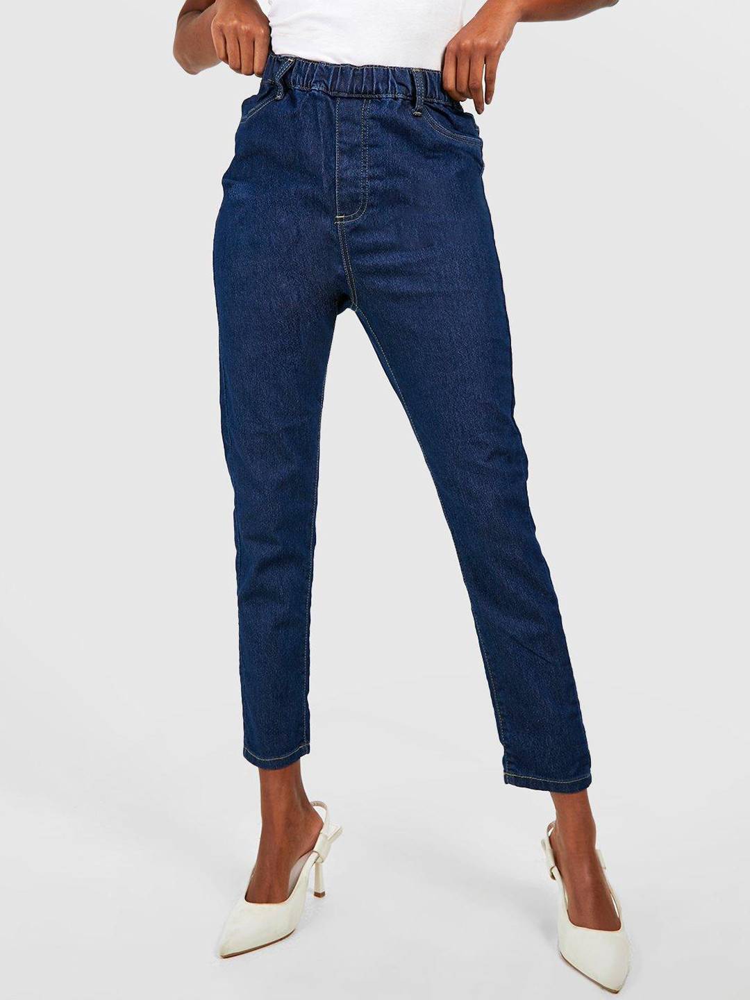 Boohoo Women High Waist Crop Jeggings