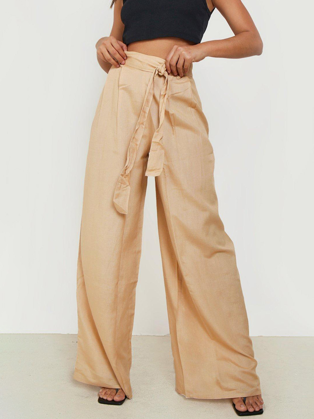 Boohoo Women Wide Leg Trousers with Belt