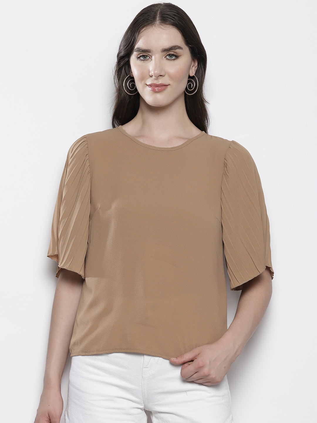 Boohoo Pleated Flutter Sleeve Top