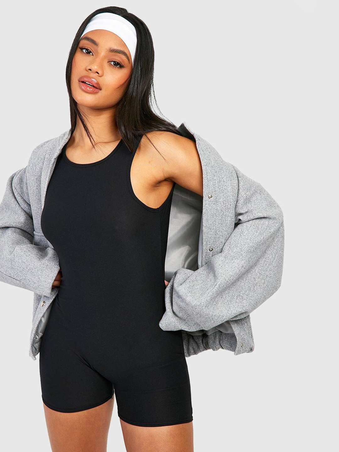 Boohoo Ribbed Pure Cotton Playsuit