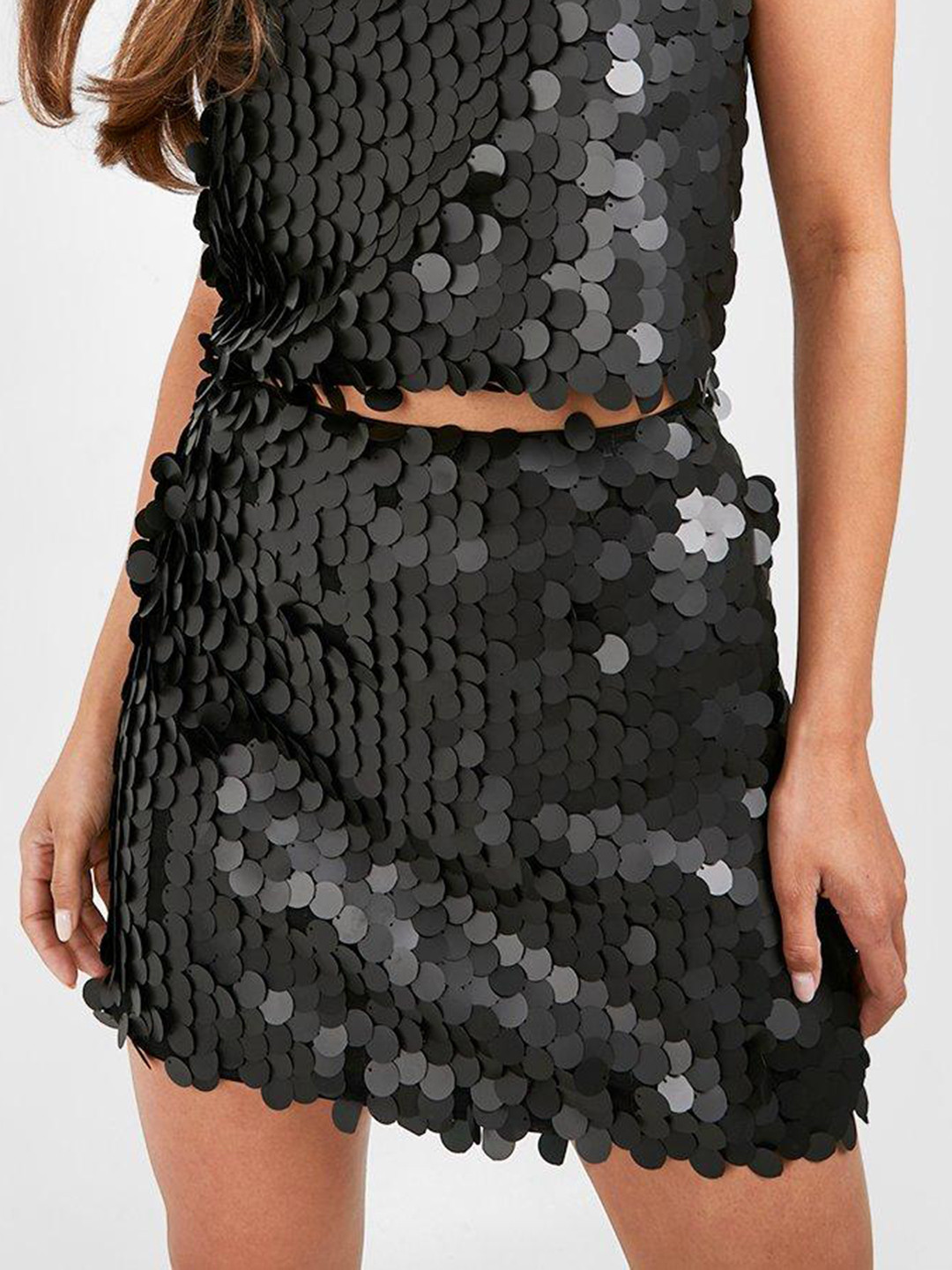 Boohoo Disco Sequin Pencil Mini Skirt