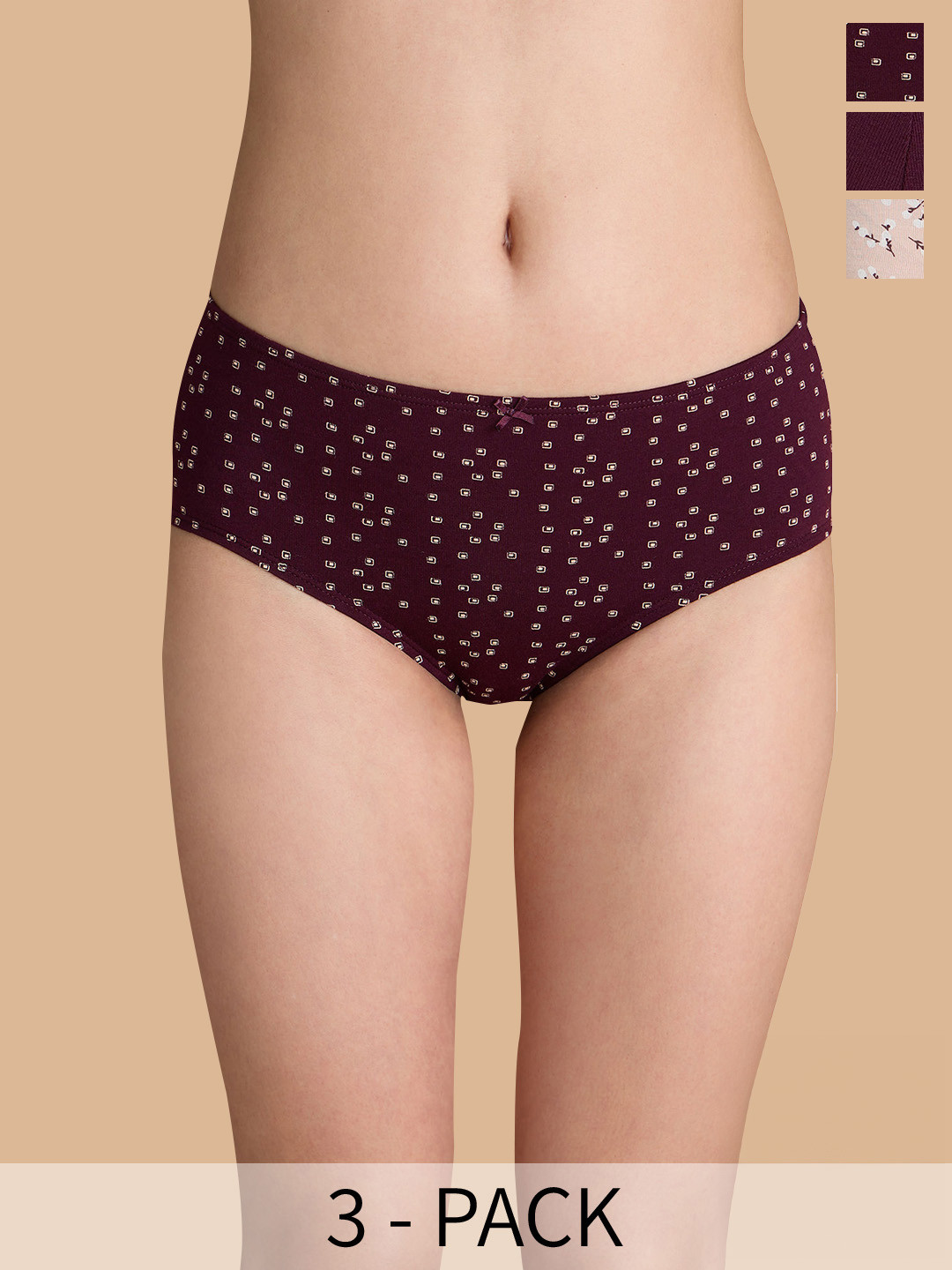 Nykd Pack Of 3 Mid-Rise Assorted Anti-Odour Cotton Hipster Briefs NYP100-Assortment10