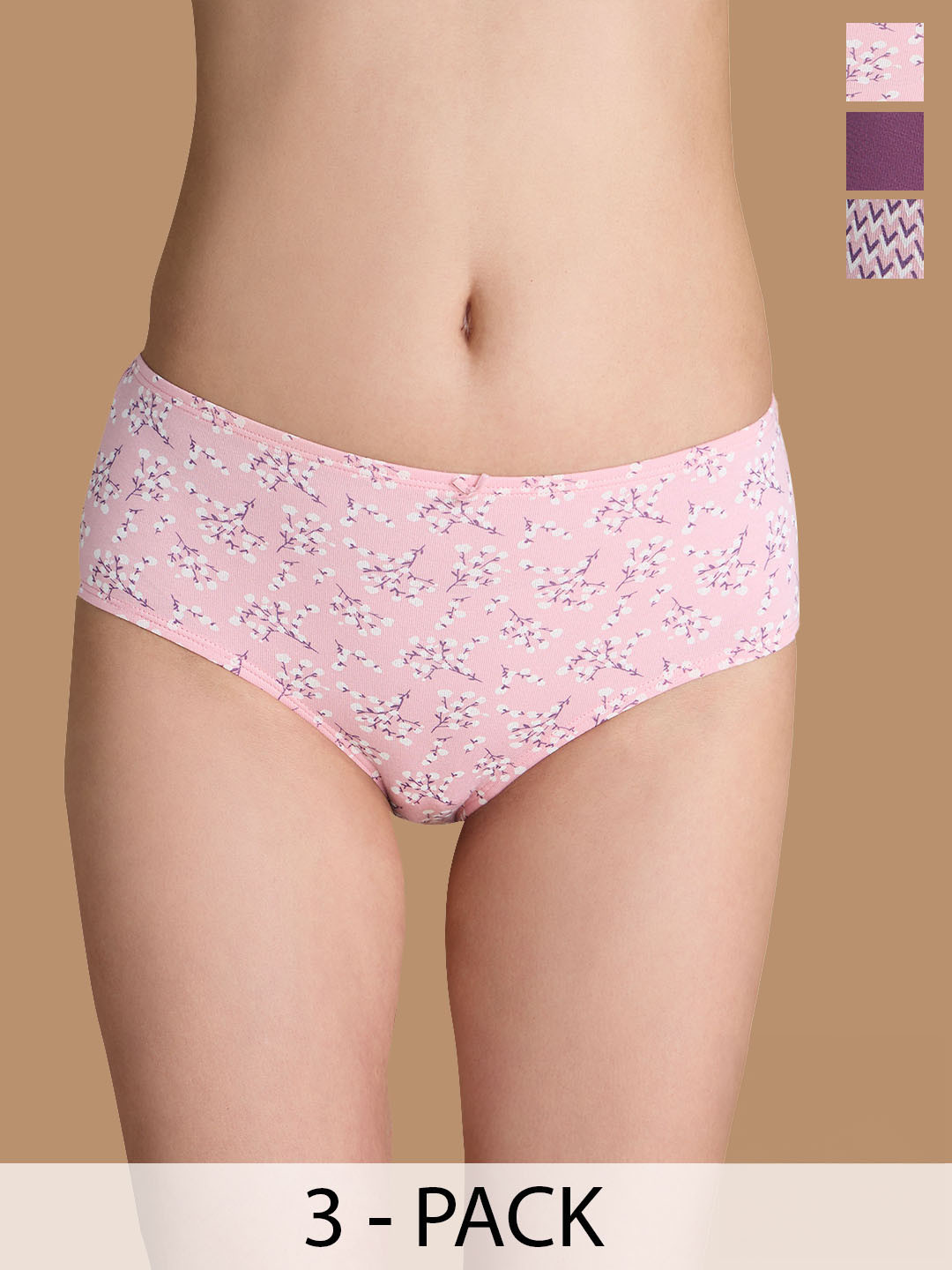 Nykd Pack Of 3 Mid-Rise Assorted Anti-Odour Cotton Hipster Briefs NYP100-Assortment6