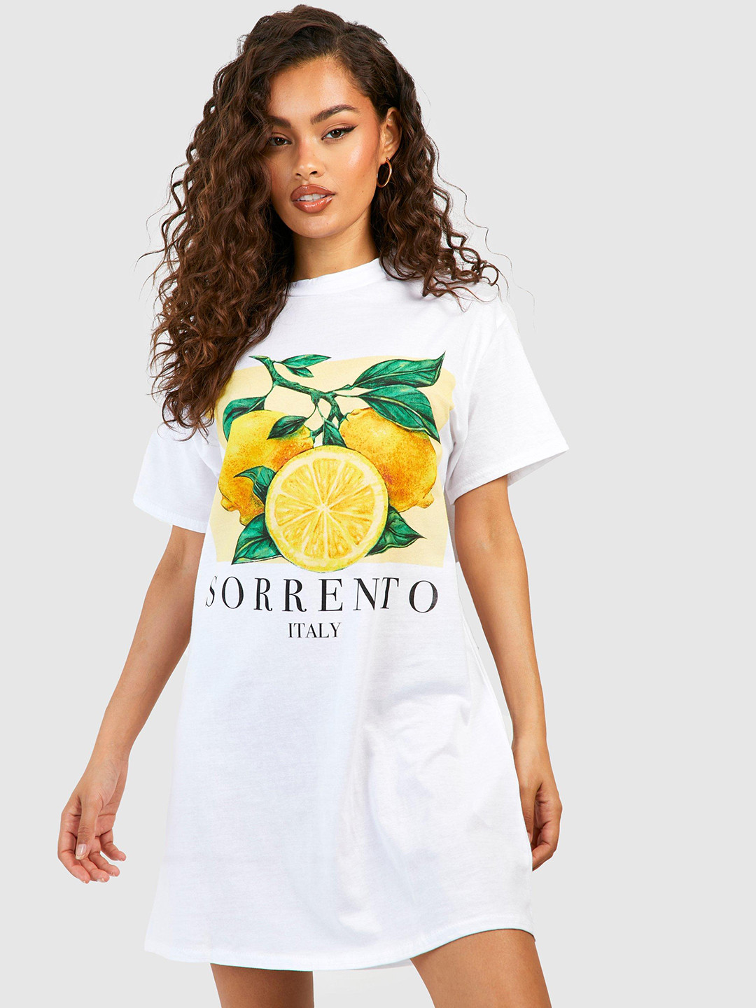 Boohoo Printed Oversized Pure Cotton Mini T-shirt Dress