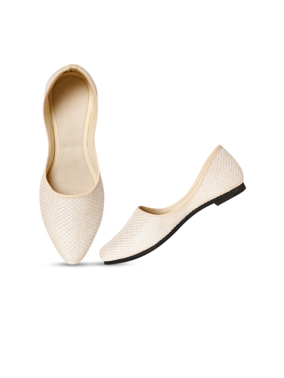 Aristitch Men Ethnic Pointed Toe Textured Fabric Basics Mojaris