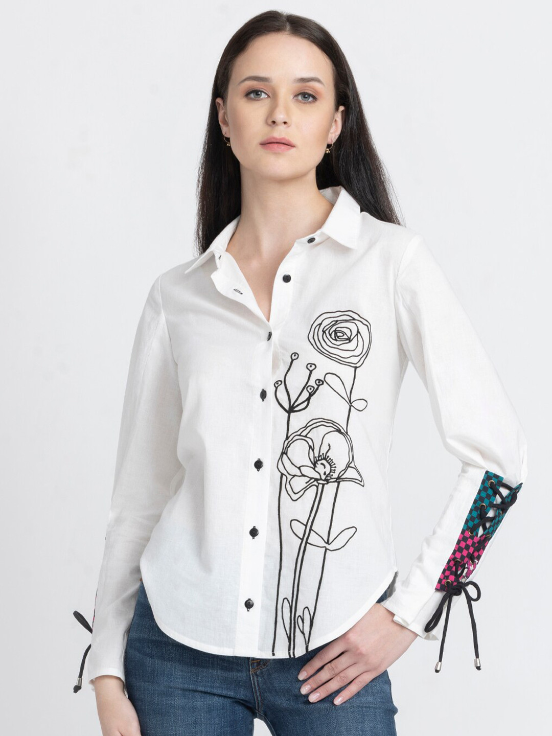 SHAYE Classic Floral Printed Pure Cotton Casual Shirt