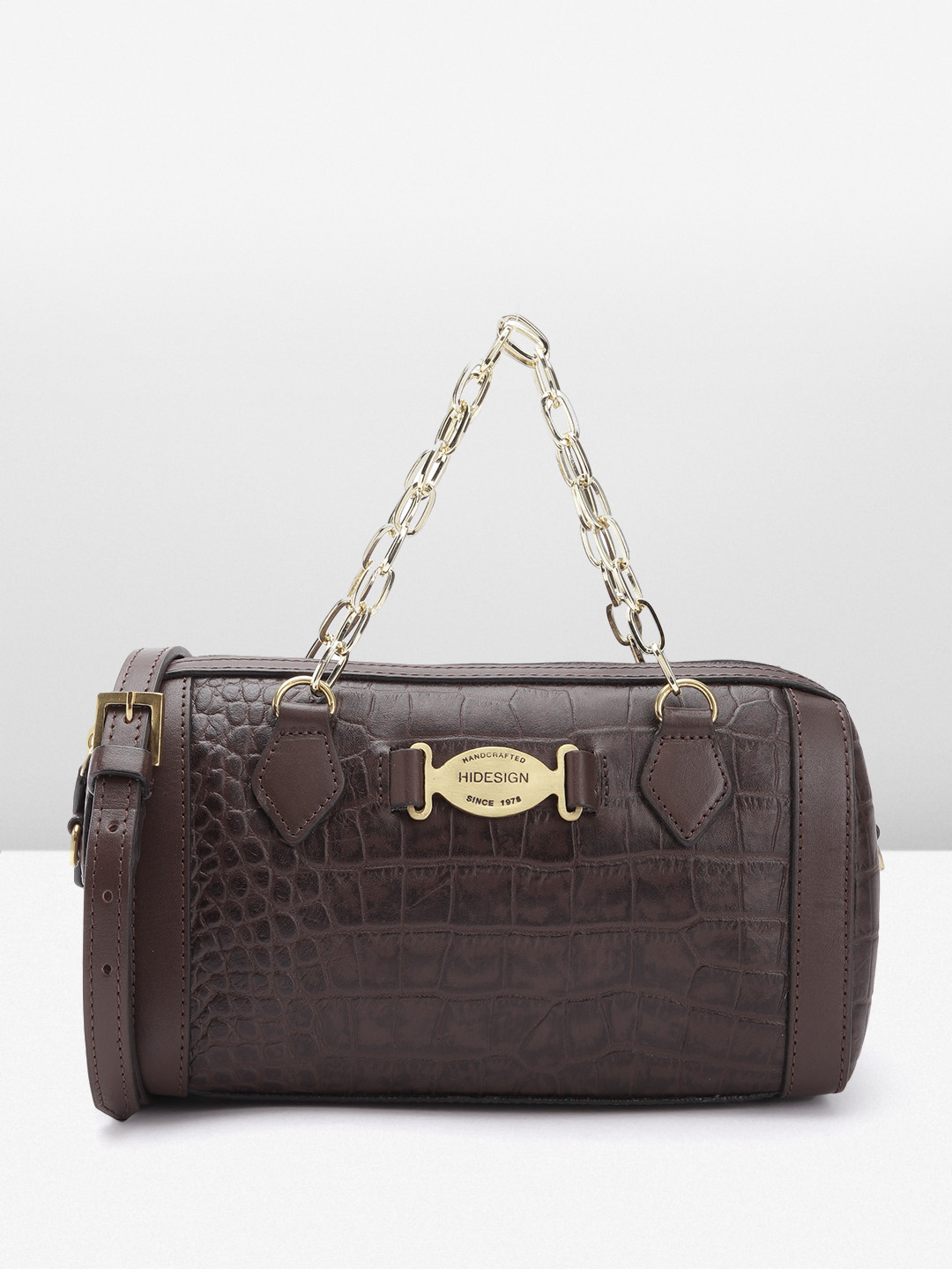 Hidesign Croc Textured Leather Bowling Handheld Bag