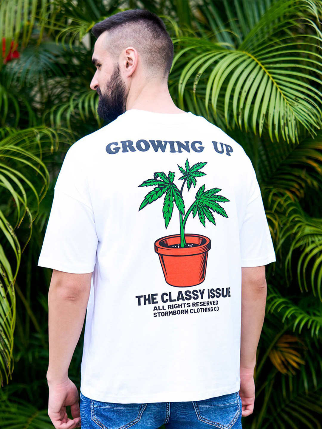 Stormborn Graphic Printed Pure Cotton Oversized Drop-Shoulder T-shirt