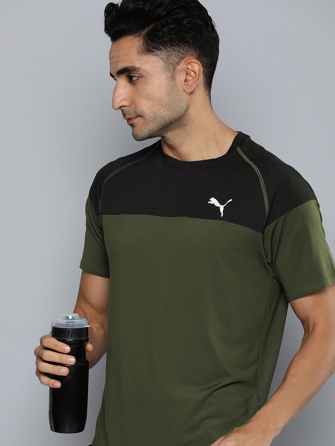 Puma Men Colourblocked Raglan Sleeves Cloudspun Training Or Gym T-shirt