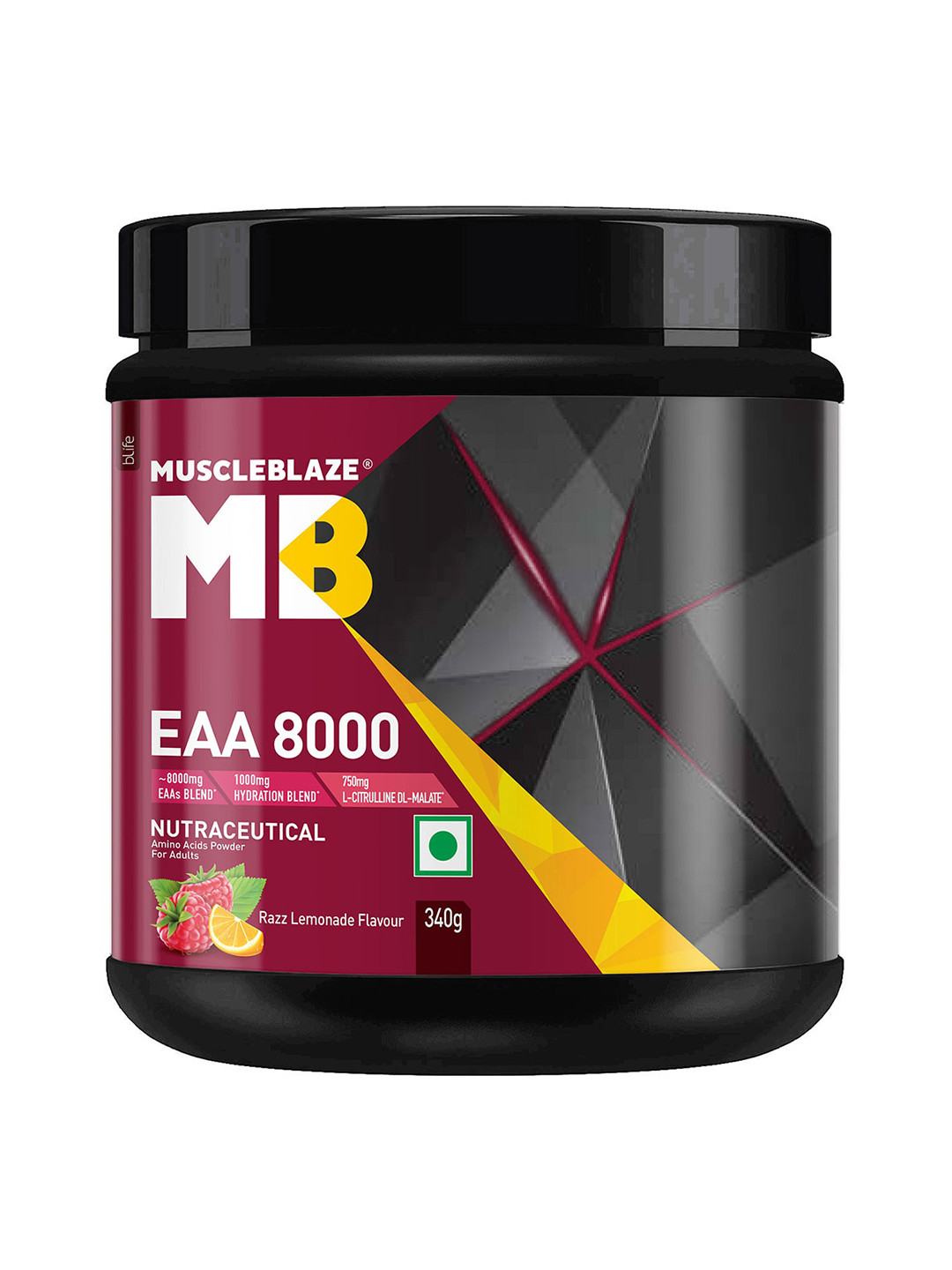 MuscleBlaze Razz Lemonade Flavour EAA 8000 Nutraceutical Amino Acids Powder - 340 g