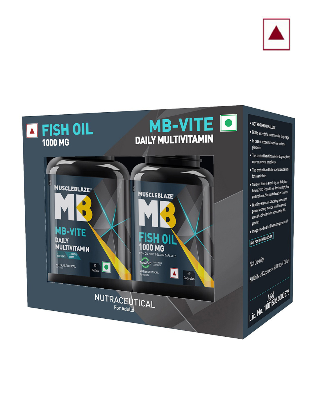 MuscleBlaze MB-Vite Multivitamins & Omega 3 Fish Oil 1000mg Capsules Combo - 60 Pcs Each