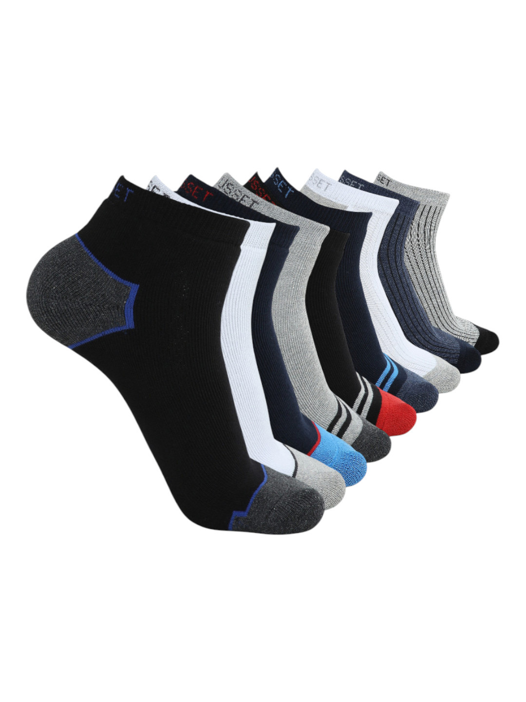 CRUSSET Men Pack Of 9 Patterned Assorted Ankle-length Socks