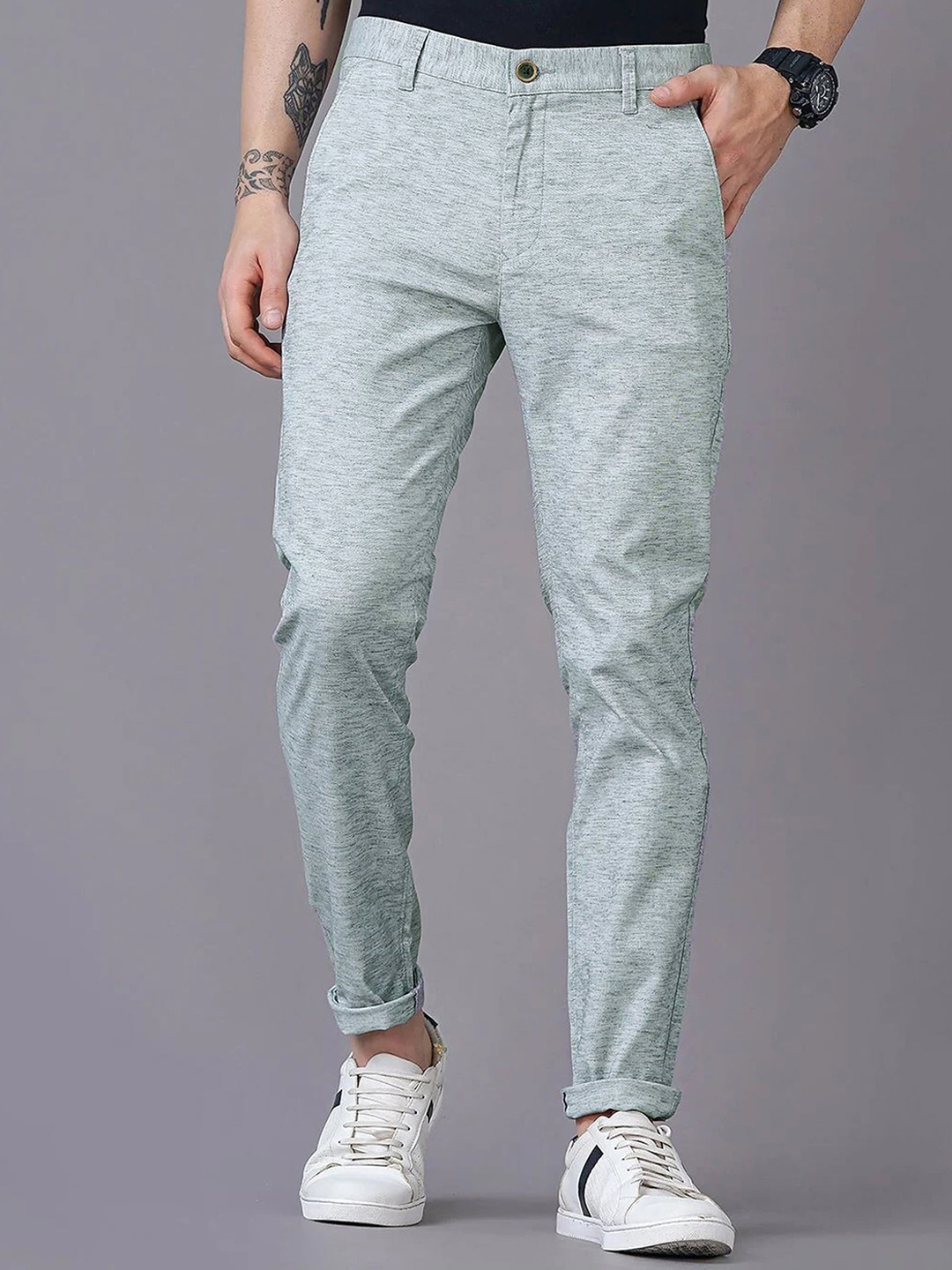 FUBAR Men Abstract Printed Relaxed Slim Fit Easy Wash Trousers